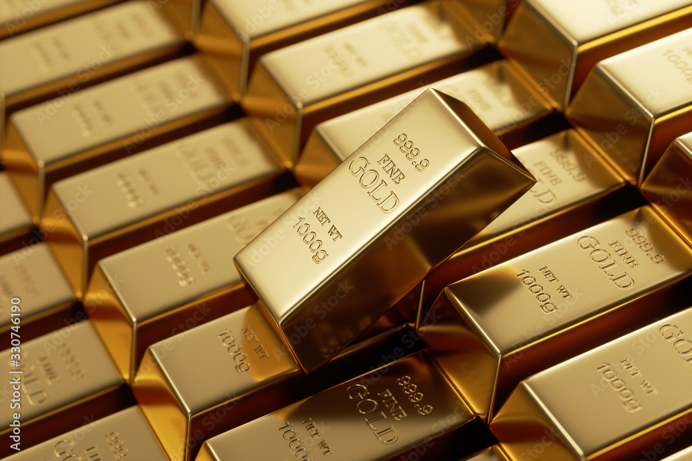 Gold bars 1000 grams. 3d rendering - illustration. Gold bars 1000 grams. 3d rendering - illustration.