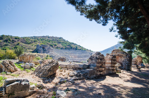 Ancient Efes Efesus city ruins in Turkey photo