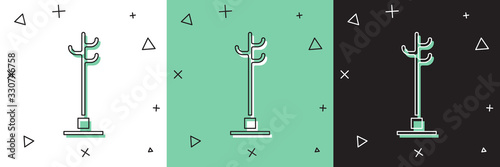 Set Coat stand icon isolated on white and green, black background. Vector Illustration