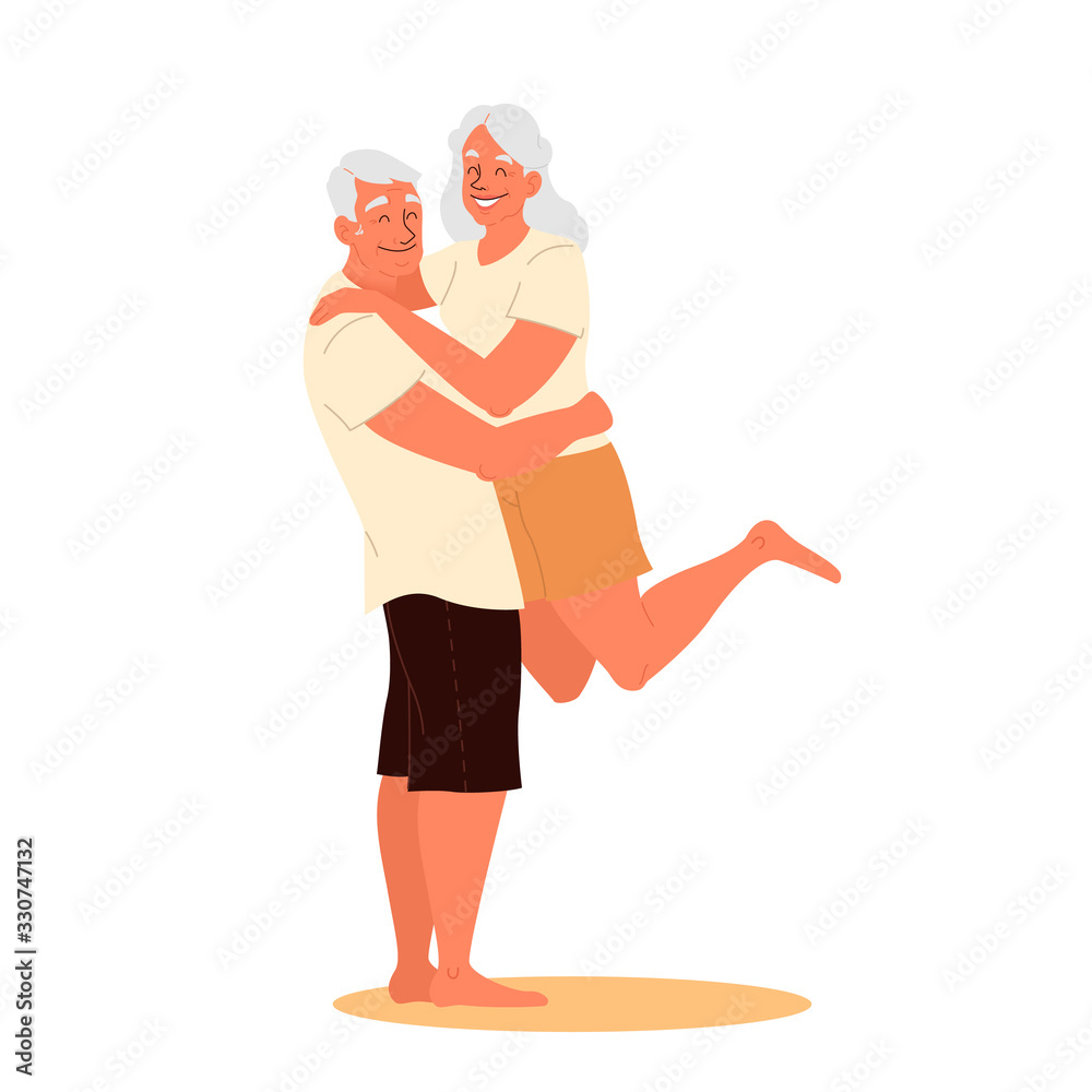 Vector illustration of a loving elderly couple