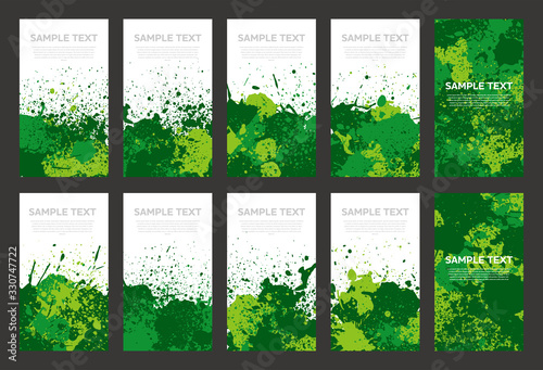 Splash ink banner set. Backgrounds for poster, banner or flyer. Vector.飛び散ったインクのベクターセット