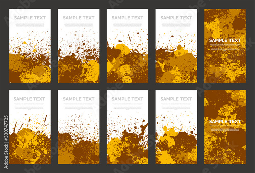 Splash ink banner set. Backgrounds for poster, banner or flyer. Vector.飛び散ったインクのベクターセット