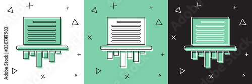 Set Paper shredder confidential and private document office information protection icon isolated on white and green, black background. Vector Illustration