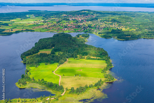 Aerial view of Swedish countryside photo