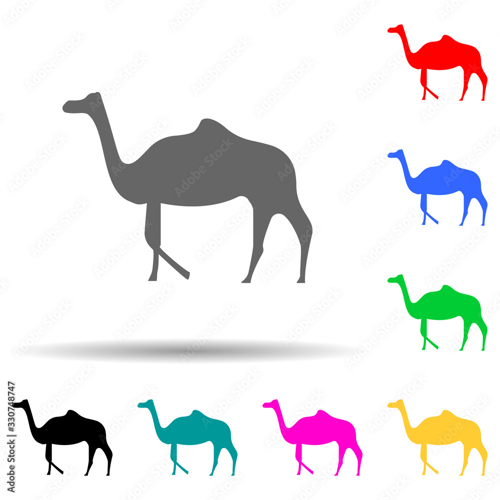 silhouette of a camel multi color style icon. Simple glyph, flat vector of zoo icons for ui and ux, website or mobile application