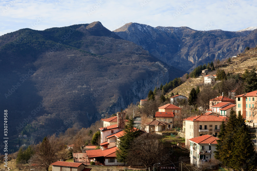 Triora (IM), Italy - February 15, 2017: View from the witches village of Triora, Imperia, Liguria, Italy.