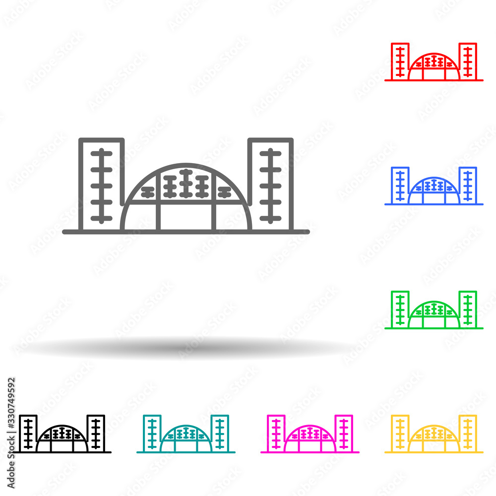Building multi color set icon. Simple thin line, outline vector of building icons for ui and ux, website or mobile application