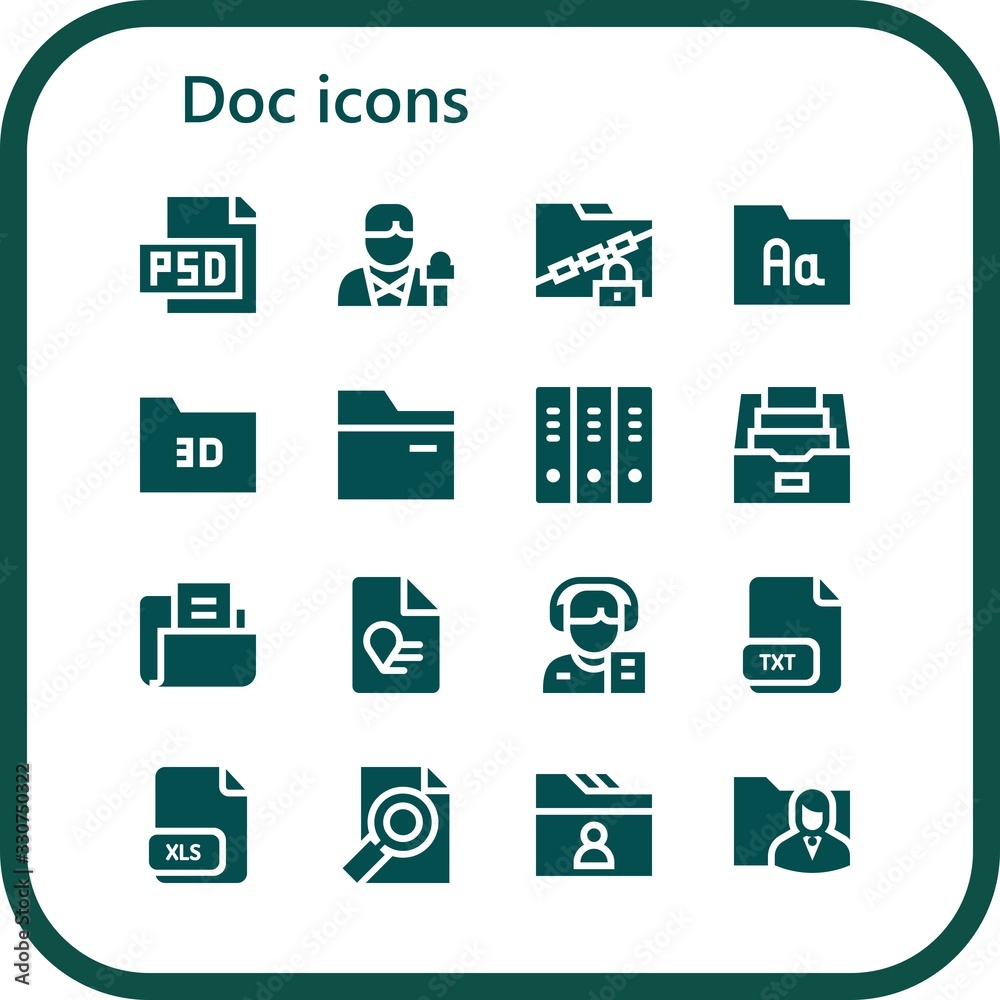Modern Simple Set of doc Vector filled Icons