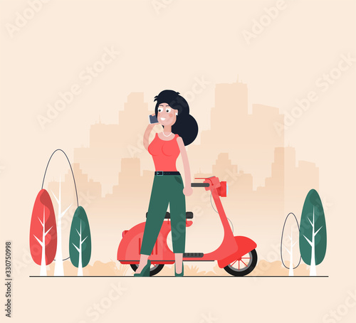 Vector creative flat design scooter icon