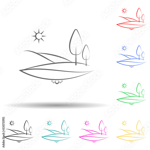 Sun tractor storage multi color set icon. Simple thin line, outline vector of landspace icons for ui and ux, website or mobile application