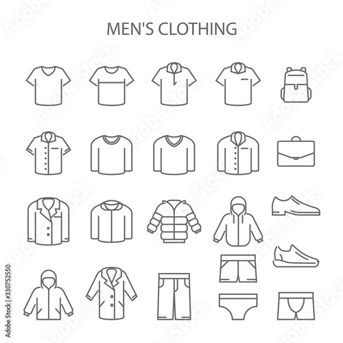 Men clothing line icons - set of garments type signs  outerwear collection