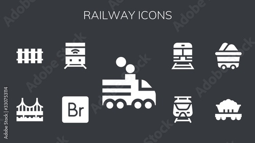 Modern Simple Set of railway Vector filled Icons