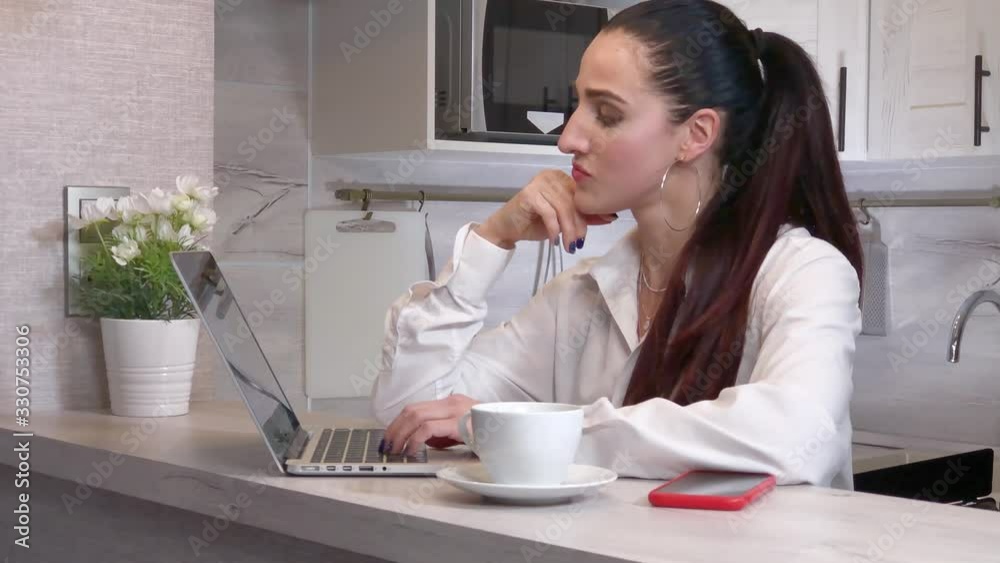 Young business woman working remotely Young business woman working remotely