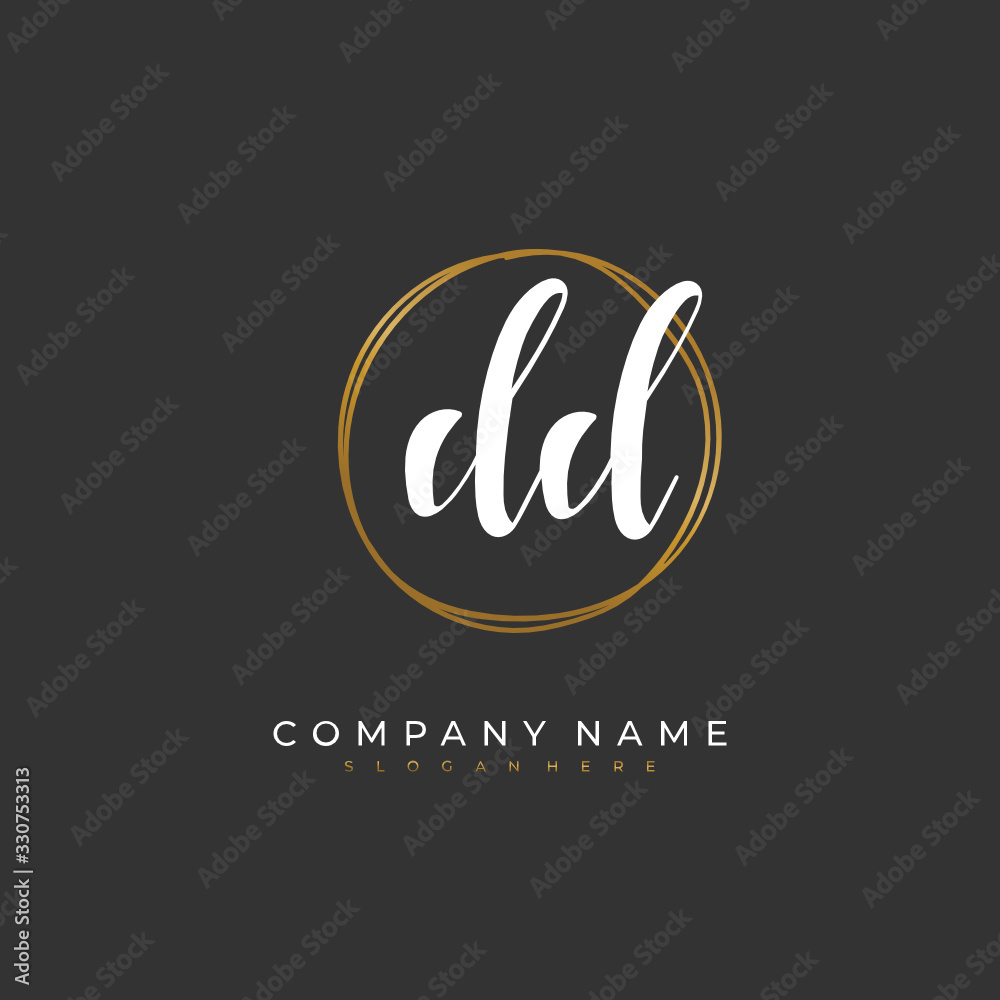 Handwritten initial letter D DD for identity and logo. Vector logo template with handwriting and signature style.