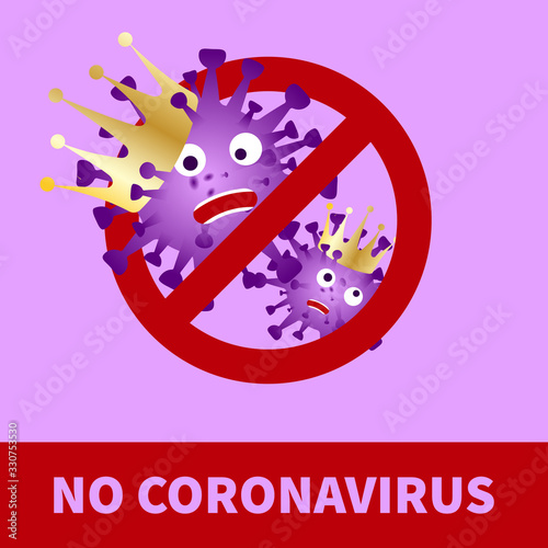 The animated coronavirus is defeated. Stop infection with SARS-CoV-2, COVID-19. Vector illustration.