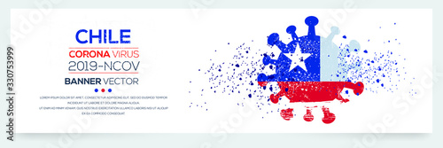 Chile flag with corona virus Symbol, (2019-nCoV), vector illustration.