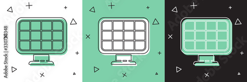 Set Solar energy panel icon isolated on white and green, black background. Vector Illustration