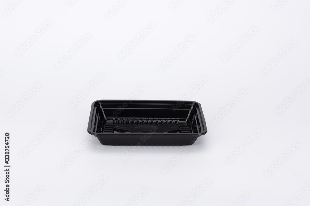 Black recyclable take out box on white background