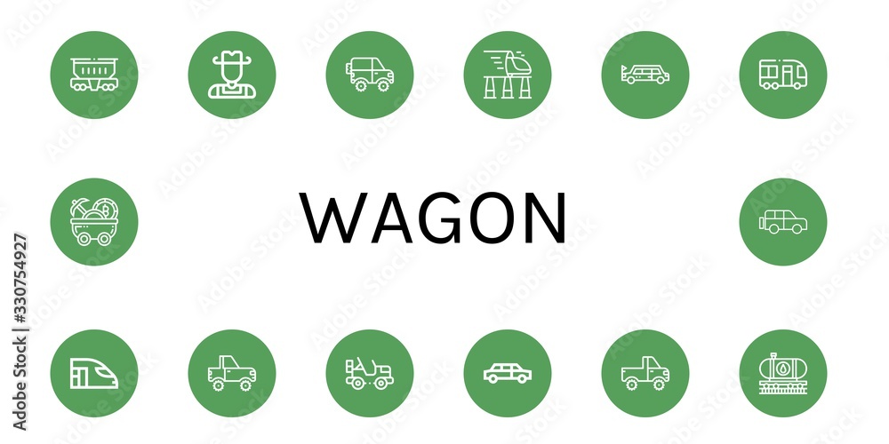 Set of wagon icons Set of wagon icons