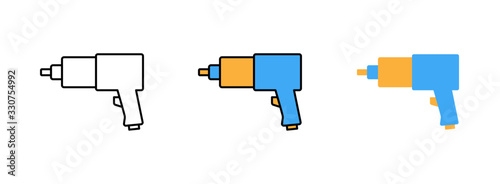 impact wrench icon set isolated on white background for web design