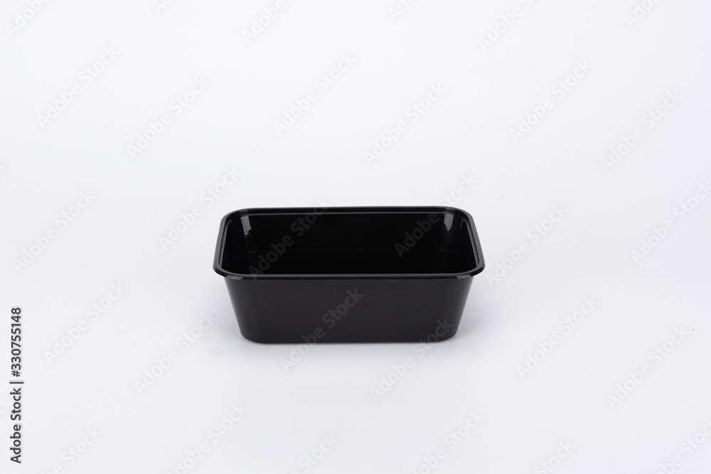 Black recyclable take out box on white background Black recyclable take out box on white background