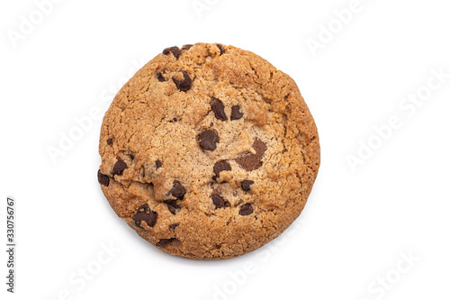 Tablou pe pânză Chocolate chip cookie isolated on white background
