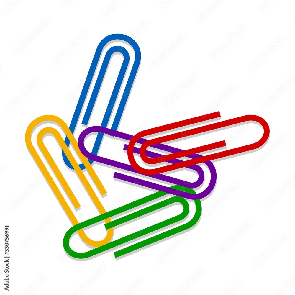 Set of colour paper clips isolated on white background, Vector illustration Set of colour paper clips isolated on white background, Vector illustration