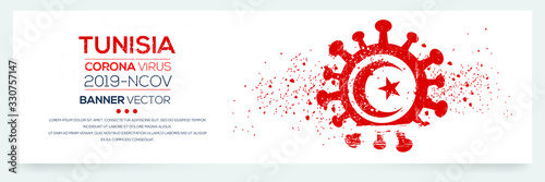 Tunisia flag with corona virus Symbol, (2019-nCoV), vector illustration.