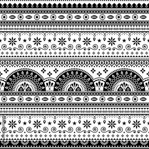 Pakistani or Indian vector seamless design inspired by truck art, vibrant pattern with geometric shapes and flowers  