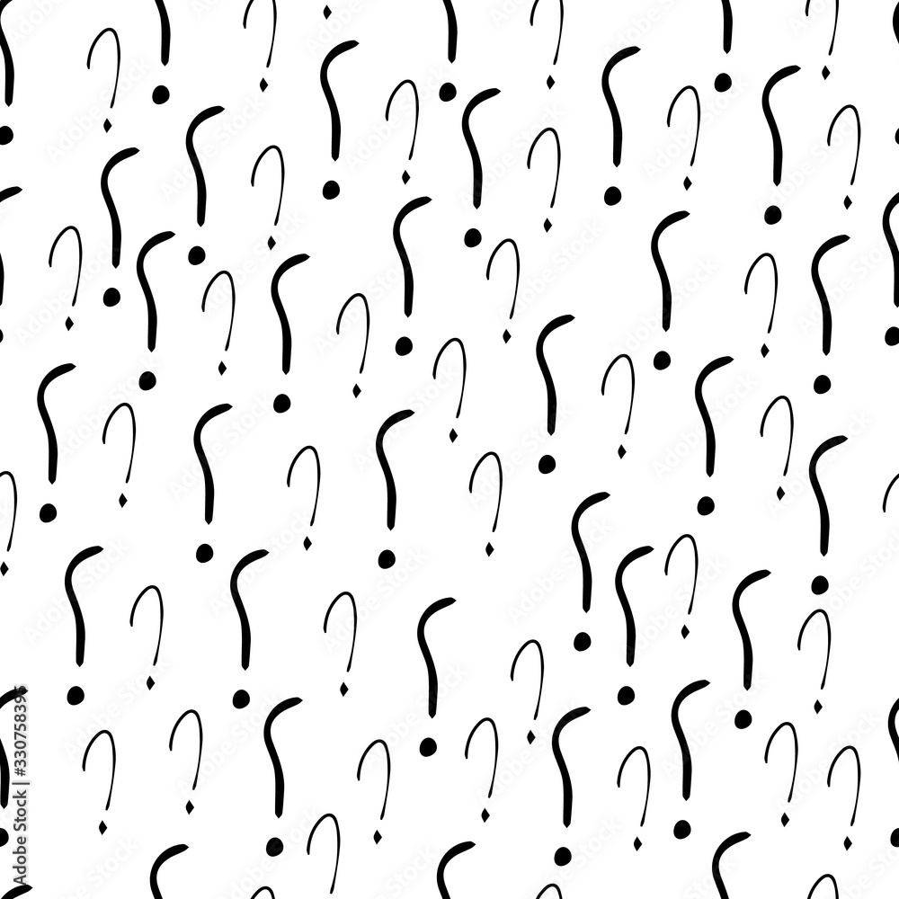 Question marks and exclamation mark seamless pattern. Vector sketch question marks and exclamation mark background Question marks and exclamation mark seamless pattern. Vector sketch question marks and exclamation mark background
