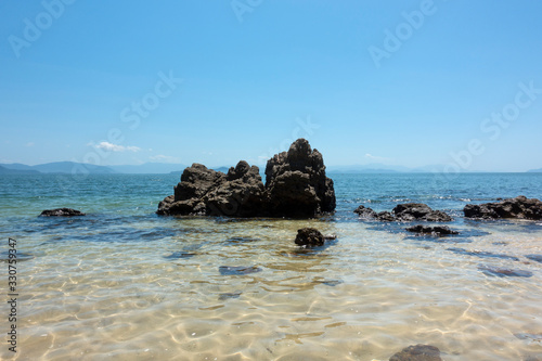 beautiful scene, tropical sea and beach with blue sky background in koh phayam at ranong province southeast asia Thailand