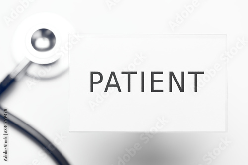 Patient text on plastic ID badge