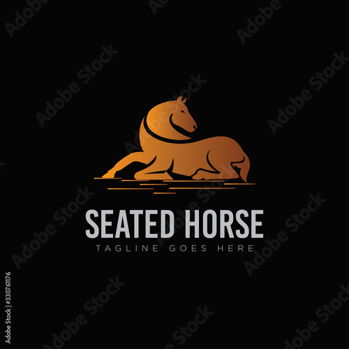 Seated Horse Logo, with elegance style vector