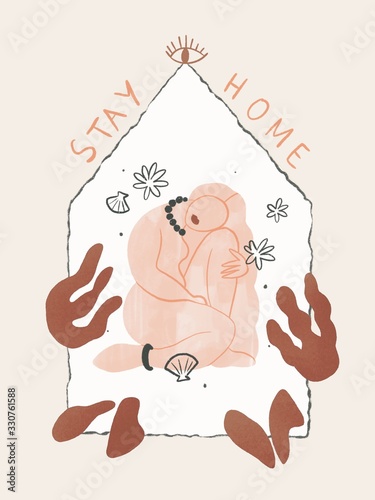 Illustration of woman at home