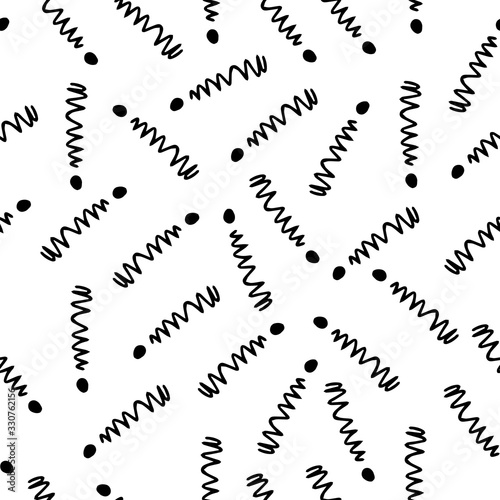 Exclamation mark seamless pattern on white background. Hand drawn vector elements.Vector sketch question marks background
