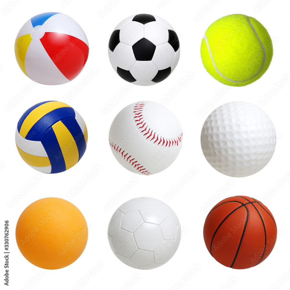 Collection of sport balls isolated on white