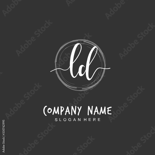  Handwritten initial letter L D LD for identity and logo. Vector logo template with handwriting and signature style. photo