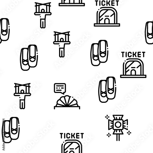Theatre Equipment Seamless Pattern Vector Thin Line. Illustrations