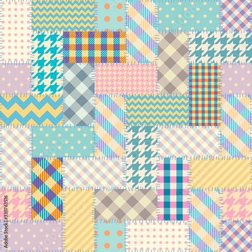 Patchwork textile pattern. Seamless quilting design background.