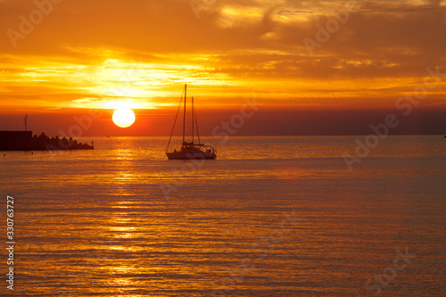 Sestri Levante (GE), Italy - June 01, 2017: A beautiful sunset, Sestri Levante, Genova, Liguria, Italy