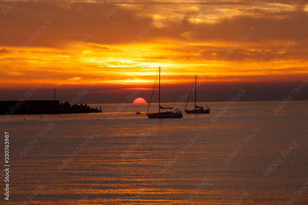 Sestri Levante (GE), Italy - June 01, 2017: A beautiful sunset, Sestri Levante, Genova, Liguria, Italy