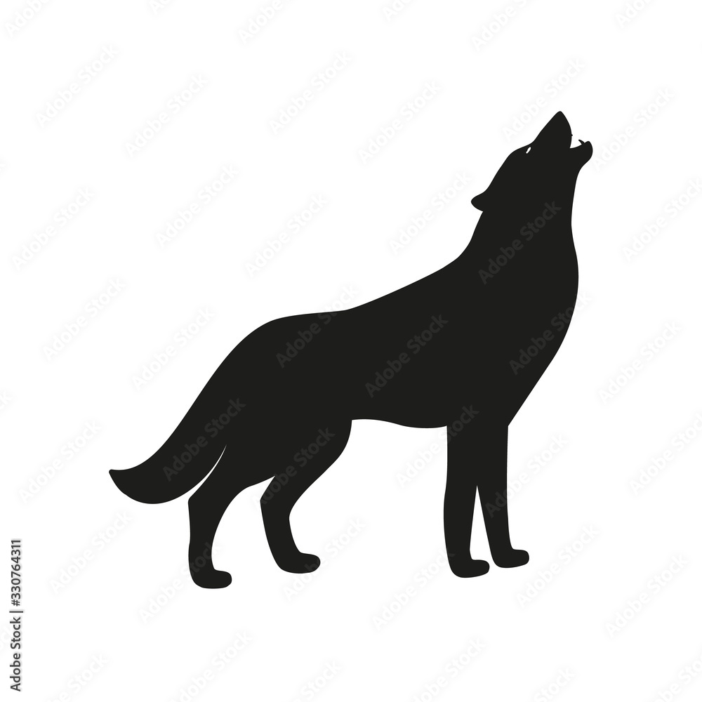 Wolf icon. Flat vector illustration on white background.