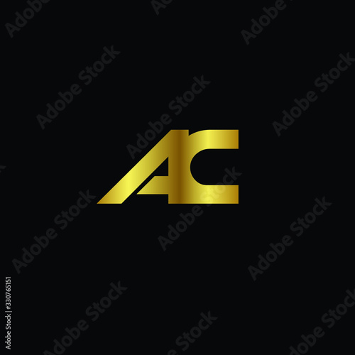 Creative Professional Trendy and Minimal Letter AC Logo Design in Black and Gold Color , Initial Based Alphabet Icon Logo in Editable Vector Format
