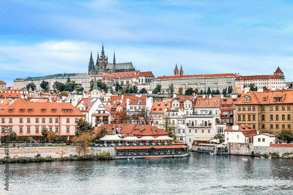Embankment of the Vltava river in Prague