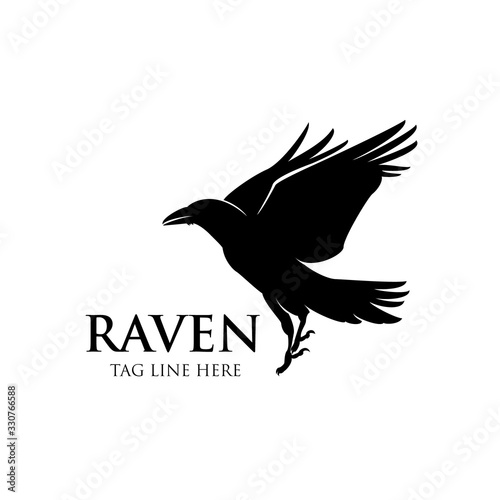 raven fly logo icon vector design