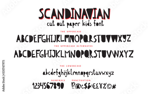 Hand drawn kids display font vector alphabet set photo