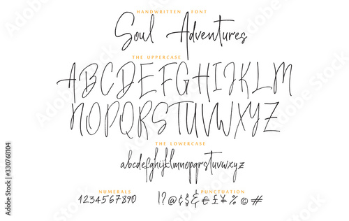 Hand drawn Soul adventures font vector alphabet set photo