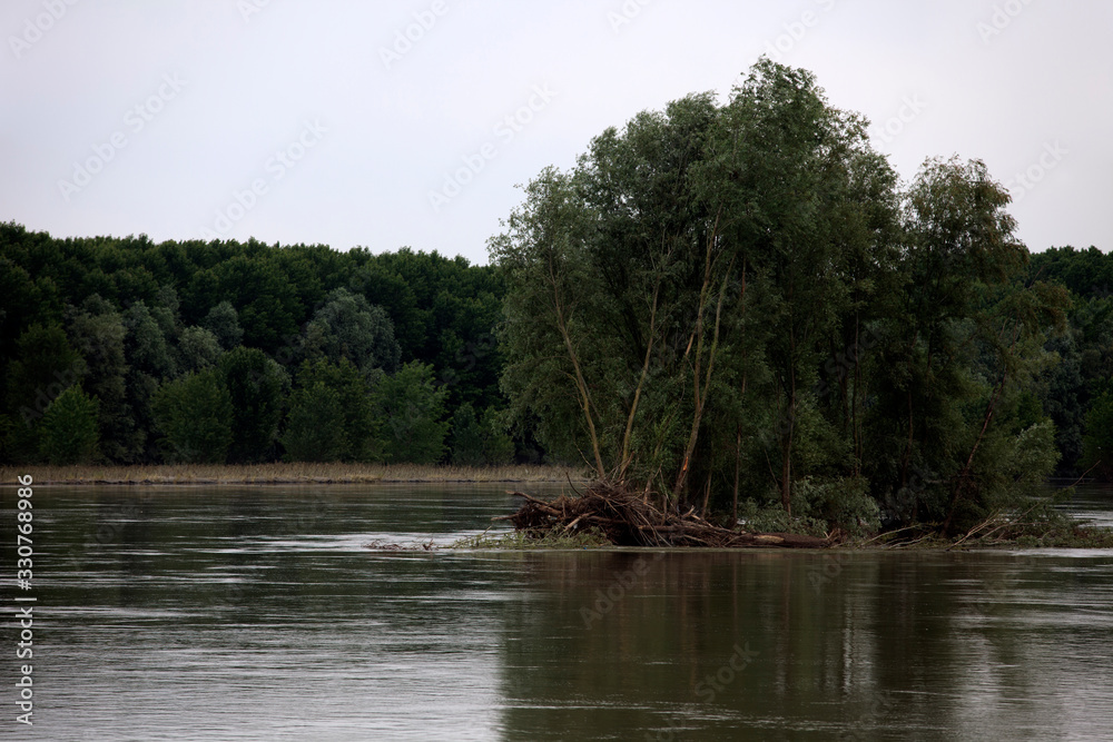 Mantova (MN), Italy - June 10, 2017: Po river view and landscape from a boat, Mantova, Lombardy, Italy Mantova (MN), Italy - June 10, 2017: Po river view and landscape from a boat, Mantova, Lombardy, Italy