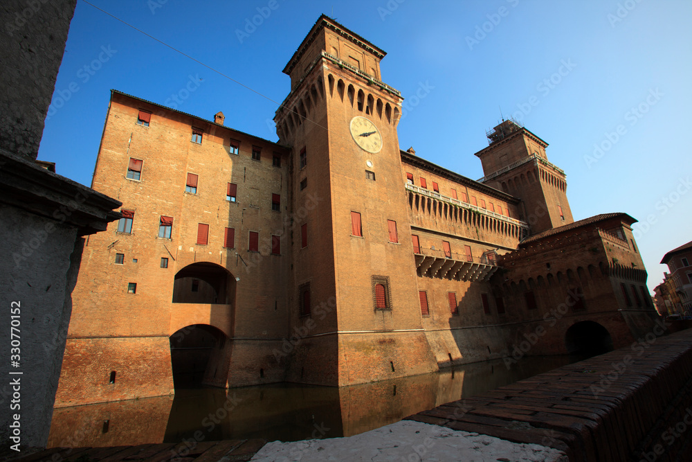 Ferrara (FE), Italy - June 10, 2017: The Estense castle in Ferrara, Emilia Romagna, Italy
