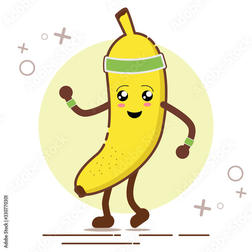 Cute banana sport character running